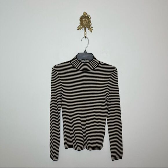 Goelia Woolen Stripe Mock Neck Sweater S - Picture 1 of 6